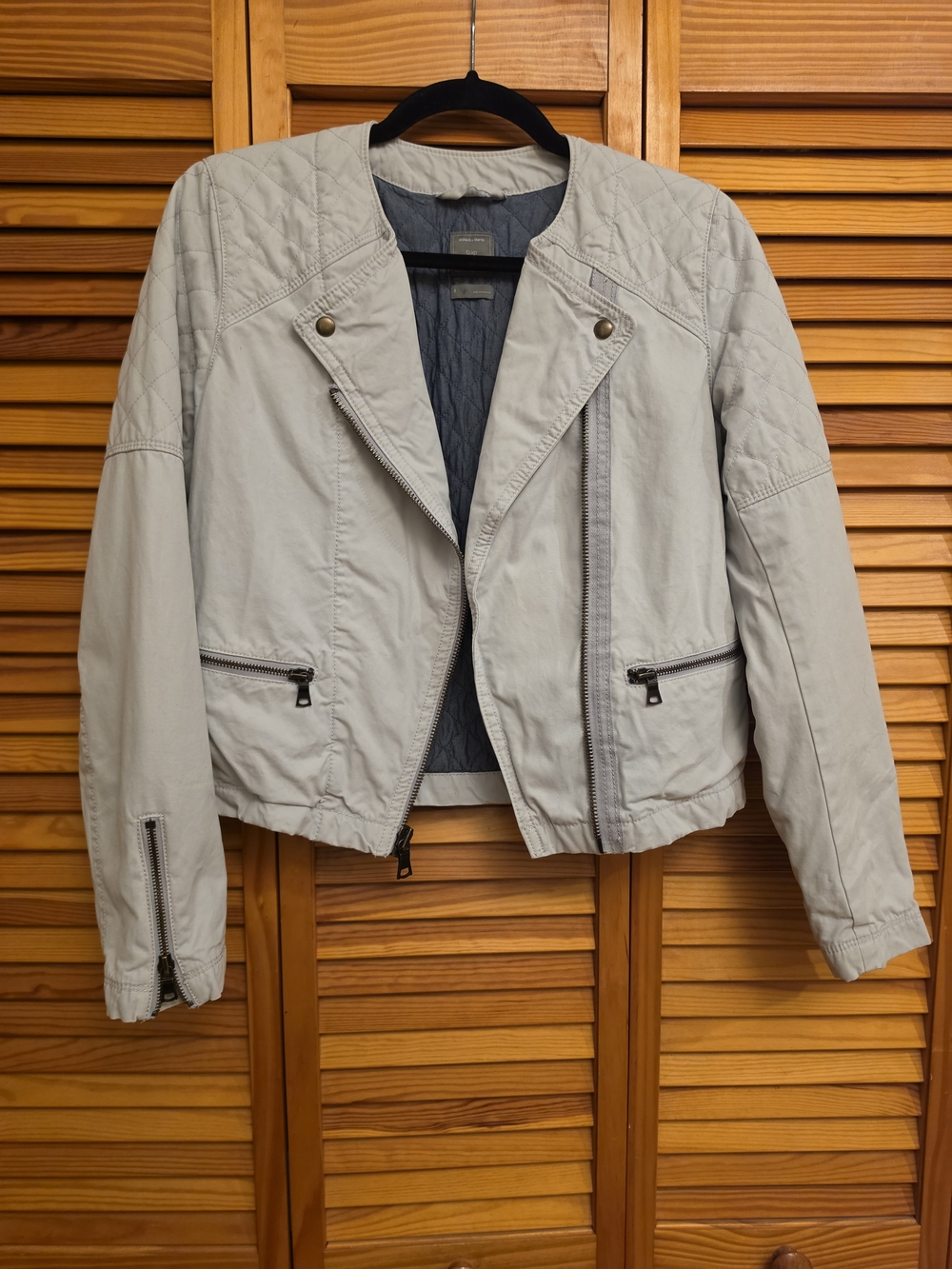 Gap Women's Grey Quilted Moto Jacket